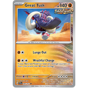 Great Tusk Reverse Holo 096/162 Uncommon Scarlet & Violet Temporal Forces Near Mint Pokemon Card