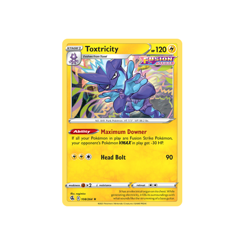 Toxtricity (108) Holo Rare 108/264 Fusion Strike Singles