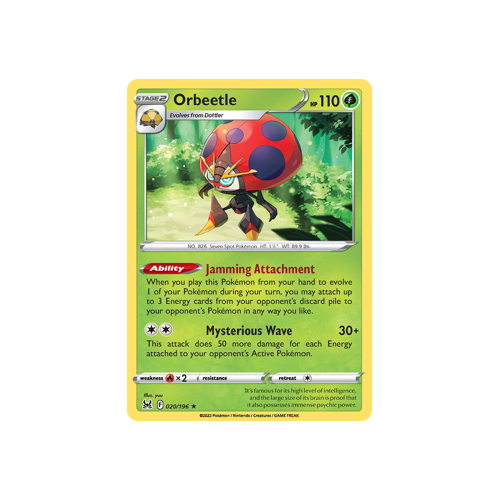 Orbeetle 020/196 Holo Rare Lost Origin Single