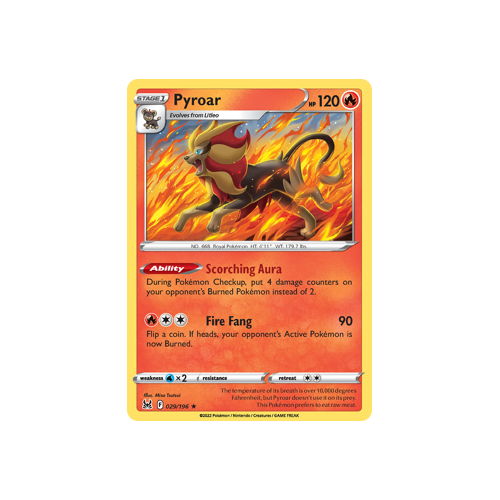 Pyroar 029/196 Holo Rare Lost Origin Single