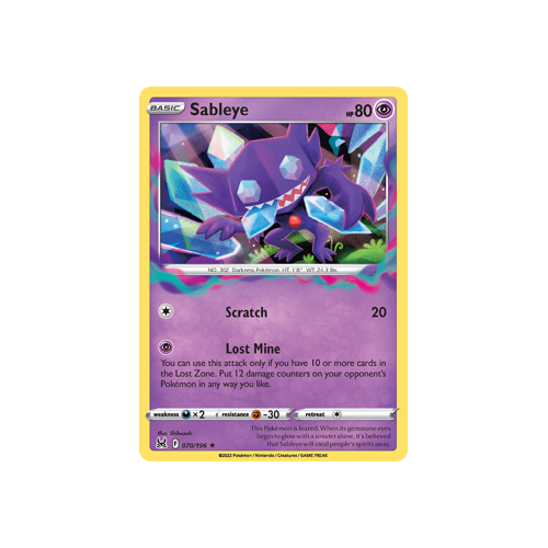 Sableye 070/196 Holo Rare Lost Origin Single