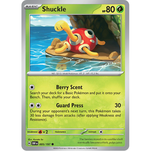 Shuckle 005/197 Common Scarlet & Violet Obsidian Flames Card