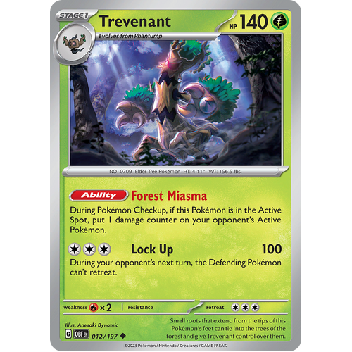 Trevenant 012/197 Uncommon Scarlet & Violet Obsidian Flames Card