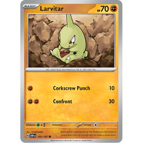 Larvitar 105/197 Common Scarlet & Violet Obsidian Flames Card