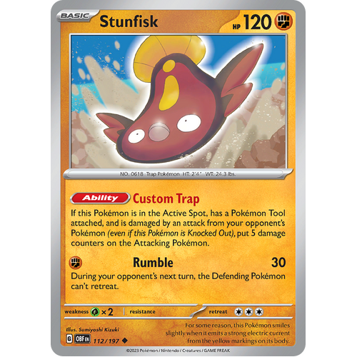 Stunfisk 112/197 Uncommon Scarlet & Violet Obsidian Flames Card