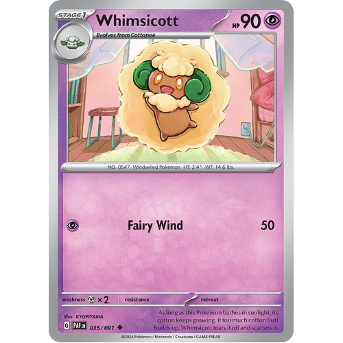 Whimsicott 035/091 Uncommon Scarlet & Violet Paldean Fates Single Card