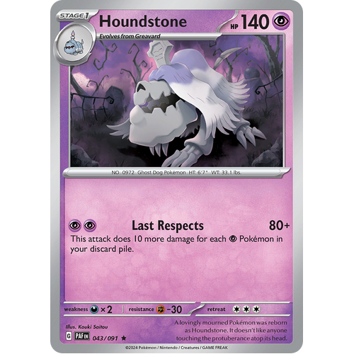 Houndstone 043/091 Holo Rare Scarlet & Violet Paldean Fates Single Card