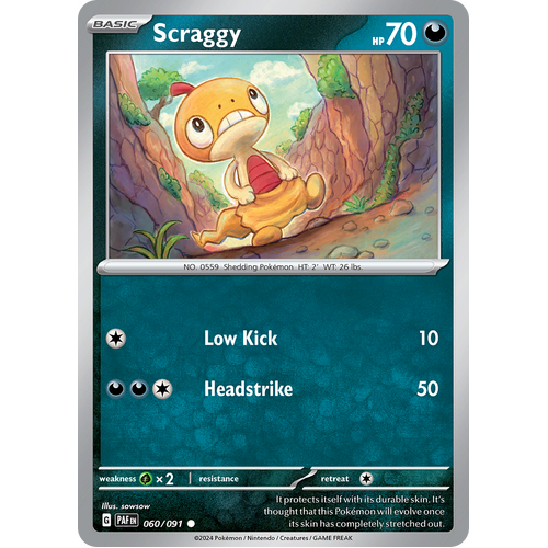 Scraggy 060/091 Common Scarlet & Violet Paldean Fates Single Card