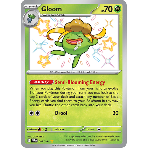 Gloom 093/091 Shiny Rare Scarlet & Violet Paldean Fates Single Card