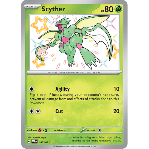 Scyther 095/091 Shiny Rare Scarlet & Violet Paldean Fates Single Card