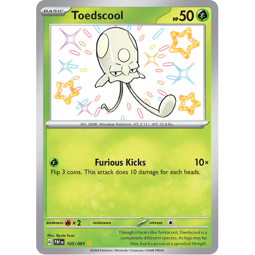 Toedscool 105/091 Shiny Rare Scarlet & Violet Paldean Fates Single Card