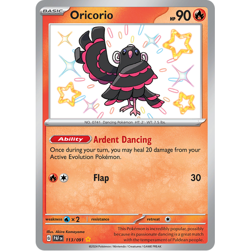 Oricorio 113/091 Shiny Rare Scarlet & Violet Paldean Fates Single Card