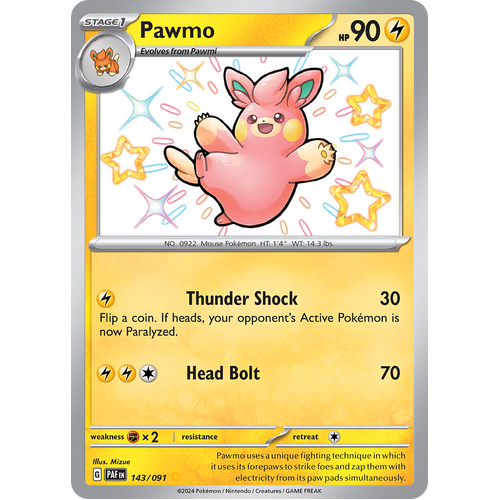 Pawmo 143/091 Shiny Rare Scarlet & Violet Paldean Fates Single Card