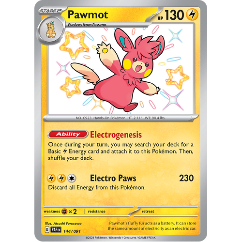 Pawmot 144/091 Shiny Rare Scarlet & Violet Paldean Fates Single Card