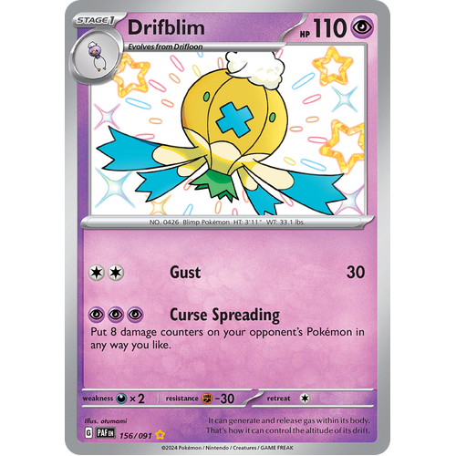 Drifblim 156/091 Shiny Rare Scarlet & Violet Paldean Fates Single Card