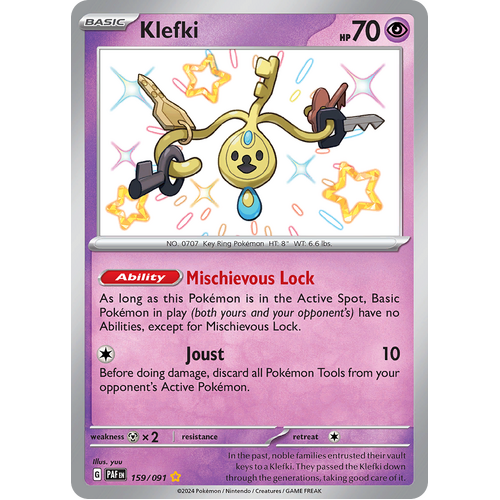 Klefki 159/091 Shiny Rare Scarlet & Violet Paldean Fates Single Card