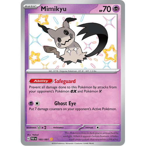 Mimikyu 160/091 Shiny Rare Scarlet & Violet Paldean Fates Single Card