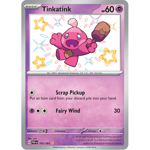 Tinkatink 165/091 Shiny Rare Scarlet & Violet Paldean Fates Single Card