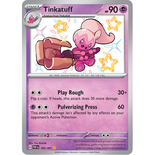 Tinkatuff 166/091 Shiny Rare Scarlet & Violet Paldean Fates Single Card