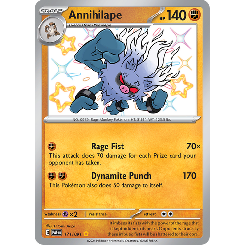 Annihilape 171/091 Shiny Rare Scarlet & Violet Paldean Fates Single Card