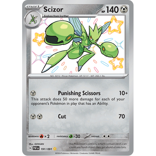 Scizor 191/091 Shiny Rare Scarlet & Violet Paldean Fates Single Card