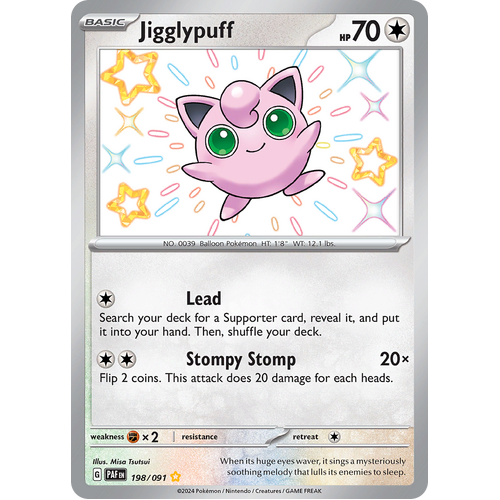 Jigglypuff 198/091 Shiny Rare Scarlet & Violet Paldean Fates Single Card