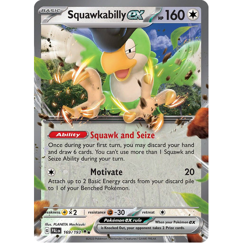 Squawkabilly ex 169/193 Double Rare Paldea Evolved Pokemon Card