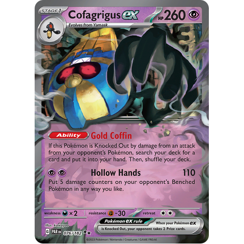 Cofagrigus ex 076/182 Double Rare Scarlet & Violet Paradox Rift Pokemon Card