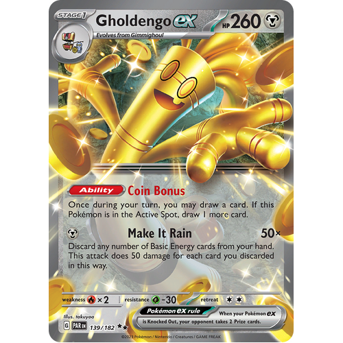 Gholdengo ex 139/182 Double Rare Scarlet & Violet Paradox Rift Pokemon Card