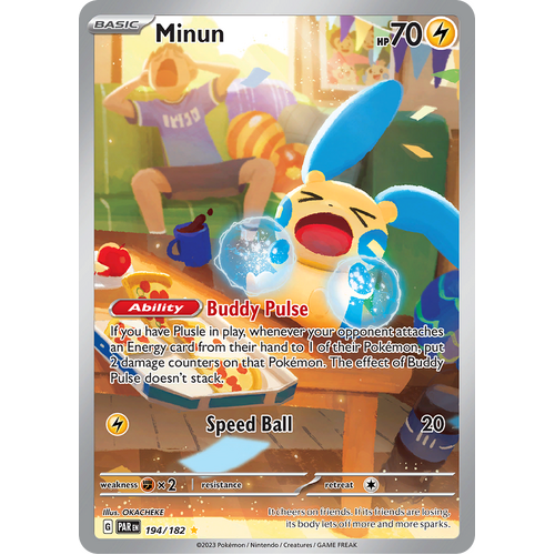 Minun 194/182 Illustration Rare Scarlet & Violet Paradox Rift Pokemon Card