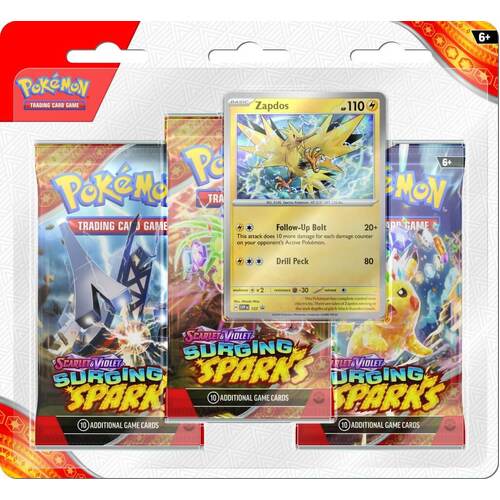 Surging Sparks Three Booster Blister - Scarlet Violet 8