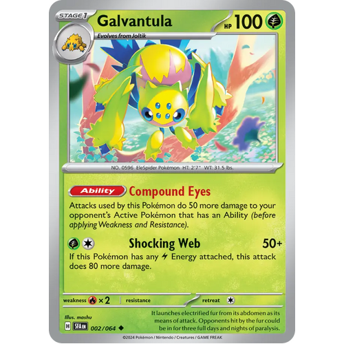 Galvantula  002/064 Uncommon Scarlet & Violet Shrouded Fable Pokemon Card