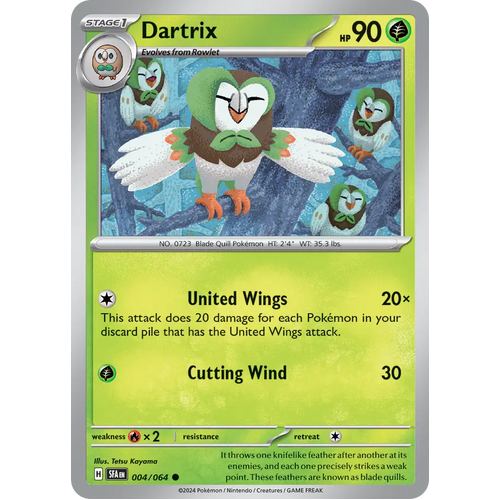 Dartrix  004/064 Common Scarlet & Violet Shrouded Fable Pokemon Card