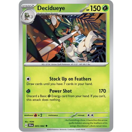 Decidueye  005/064 Uncommon Scarlet & Violet Shrouded Fable Pokemon Card