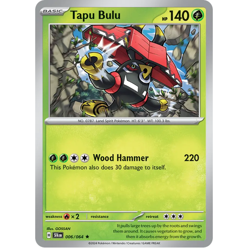 Tapu Bulu  006/064 Rare Scarlet & Violet Shrouded Fable Pokemon Card