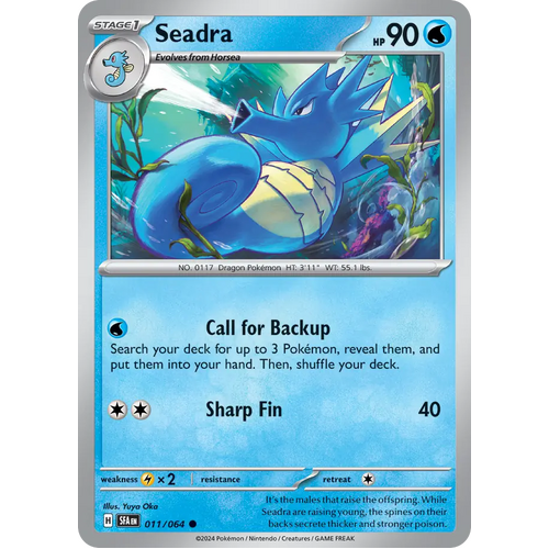 Seadra  011/064 Common Scarlet & Violet Shrouded Fable Pokemon Card