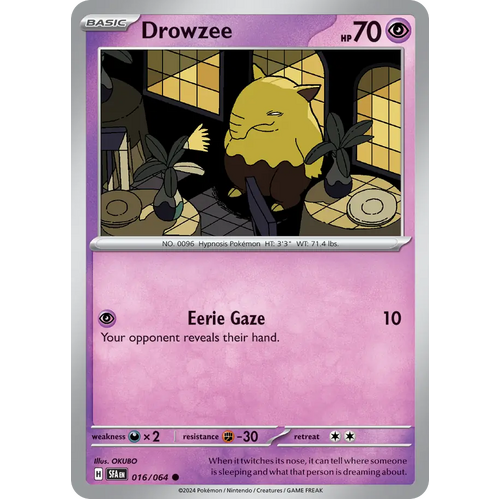 Drowzee  016/064 Common Scarlet & Violet Shrouded Fable Pokemon Card