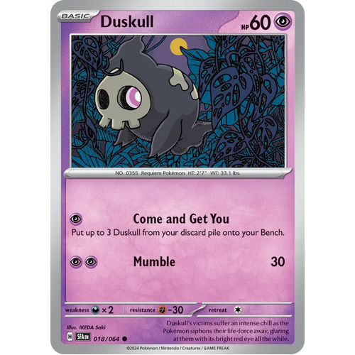 Duskull  018/064 Common Scarlet & Violet Shrouded Fable Pokemon Card