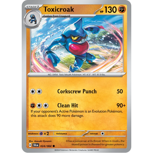 Toxicroak  024/064 Common Scarlet & Violet Shrouded Fable Pokemon Card