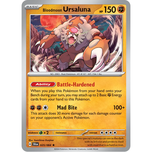 Bloodmoon Ursaluna  025/064 Rare Scarlet & Violet Shrouded Fable Pokemon Card