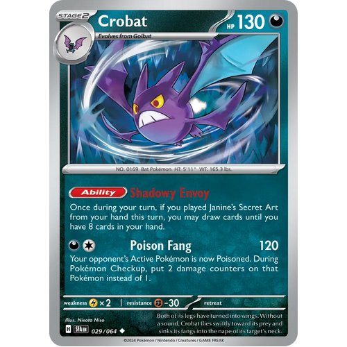 Crobat  029/064 Uncommon Scarlet & Violet Shrouded Fable Pokemon Card