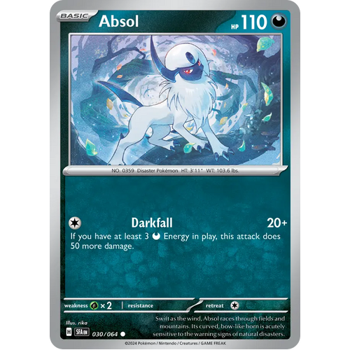 Absol  030/064 Common Scarlet & Violet Shrouded Fable Pokemon Card