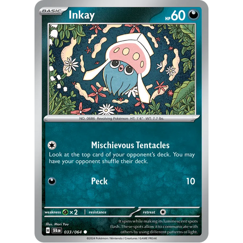 Inkay  033/064 Common Scarlet & Violet Shrouded Fable Pokemon Card