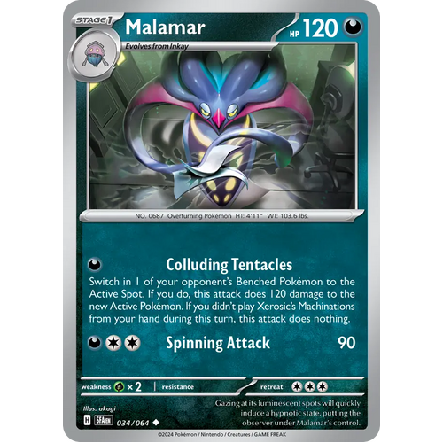 Malamar  034/064 Uncommon Scarlet & Violet Shrouded Fable Pokemon Card