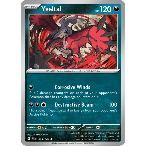 Yveltal  035/064 Uncommon Scarlet & Violet Shrouded Fable Pokemon Card