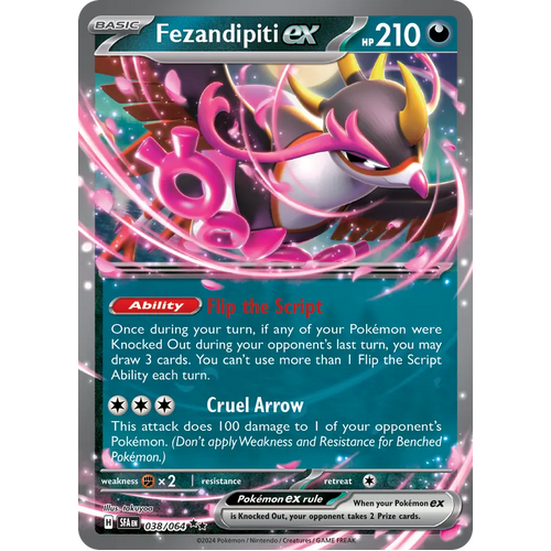 Fezandipiti ex  038/064 Double Rare Scarlet & Violet Shrouded Fable Pokemon Card