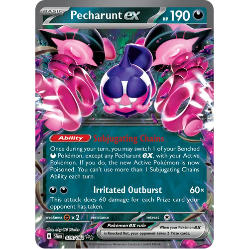 Pecharunt ex  039/064 Double Rare Scarlet & Violet Shrouded Fable Pokemon Card