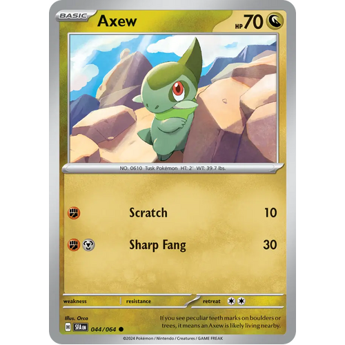 Axew  044/064 Common Scarlet & Violet Shrouded Fable Pokemon Card