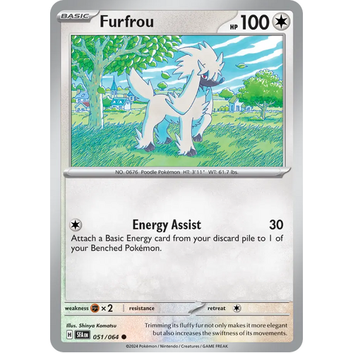 Furfrou  051/064 Common Scarlet & Violet Shrouded Fable Pokemon Card