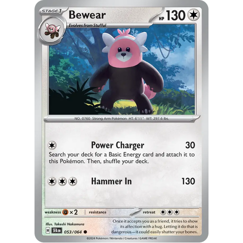 Bewear  053/064 Common Scarlet & Violet Shrouded Fable Pokemon Card